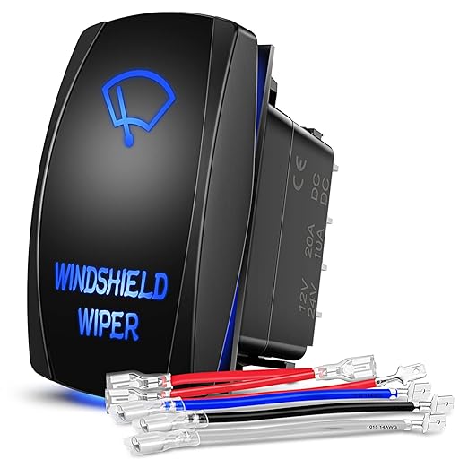 Nilight Windshield Wiper Rocker Switch Led Light Bar 8Pin Laser ON On Off DPDT Switches 20A/12V 10A/24V Blue with Jumper Wires Set for Cars Trucks RVs