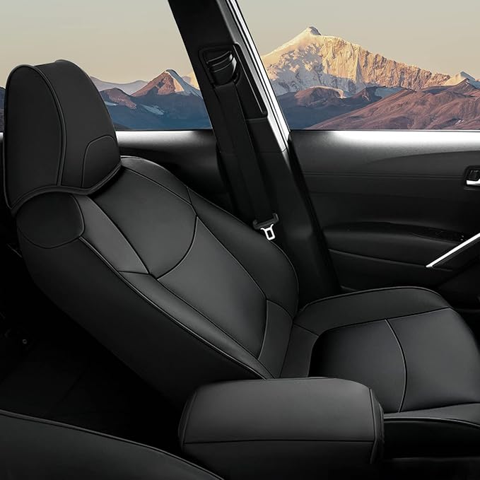 AOMSAZTO Seat Covers for Toyota Corolla 2020 2021 2022 2023 2024 2025 2026 SE &2023-2026 XSE &2025 FX, Custom Fit Full Set Faux Leather Black(Black)