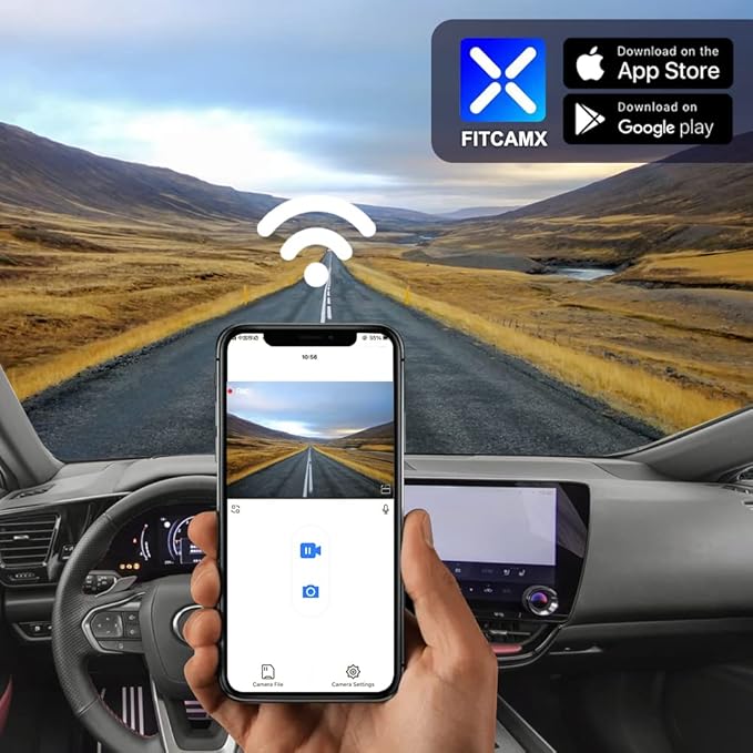 Fitcamx Front 2K+Rear 1080P Dash Cam Adapts for Lexus NX 2022-2026 & NX Hybrid 350 250 350h 450h, OEM Look, 2 Channel HD Video, WiFi & APP, Loop Recording, Collision Sensor, Easy to Use, 64GB Card