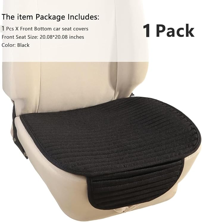 Suninbox Black Car Seat Covers,Buckwheat Hulls Car Seat Cushion,Truck Seat Covers,Compatible Sedan SUV Van MPV,Car Seat Pads,Bottom Seat Covers for Cars[Black Front Seat]