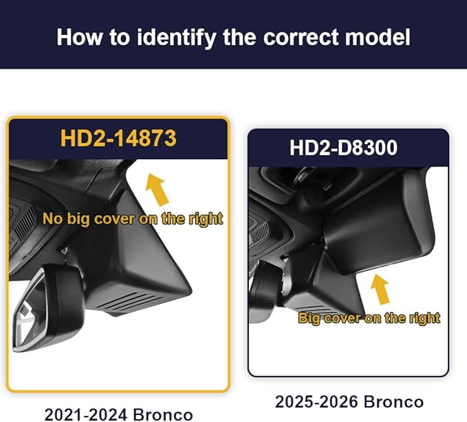 Fitcamx 2160P+Rear 1080P Dash Cam Adapts for Ford Bronco & Rapor 2021-2024 (Not for Bronco Sport) HD2-14873, OEM Look, Dual HD Video, WiFi & APP, Loop Recording, G-Sensor, Easy to Use, 128GB Card