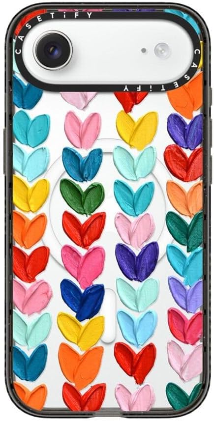 CASETiFY Impact iPhone Air Case [Slim/Compatible with Magsafe / 8.2 ft. 4X Military Grade Drop Protection] - Clear Polka Daub Hearts - Clear Black