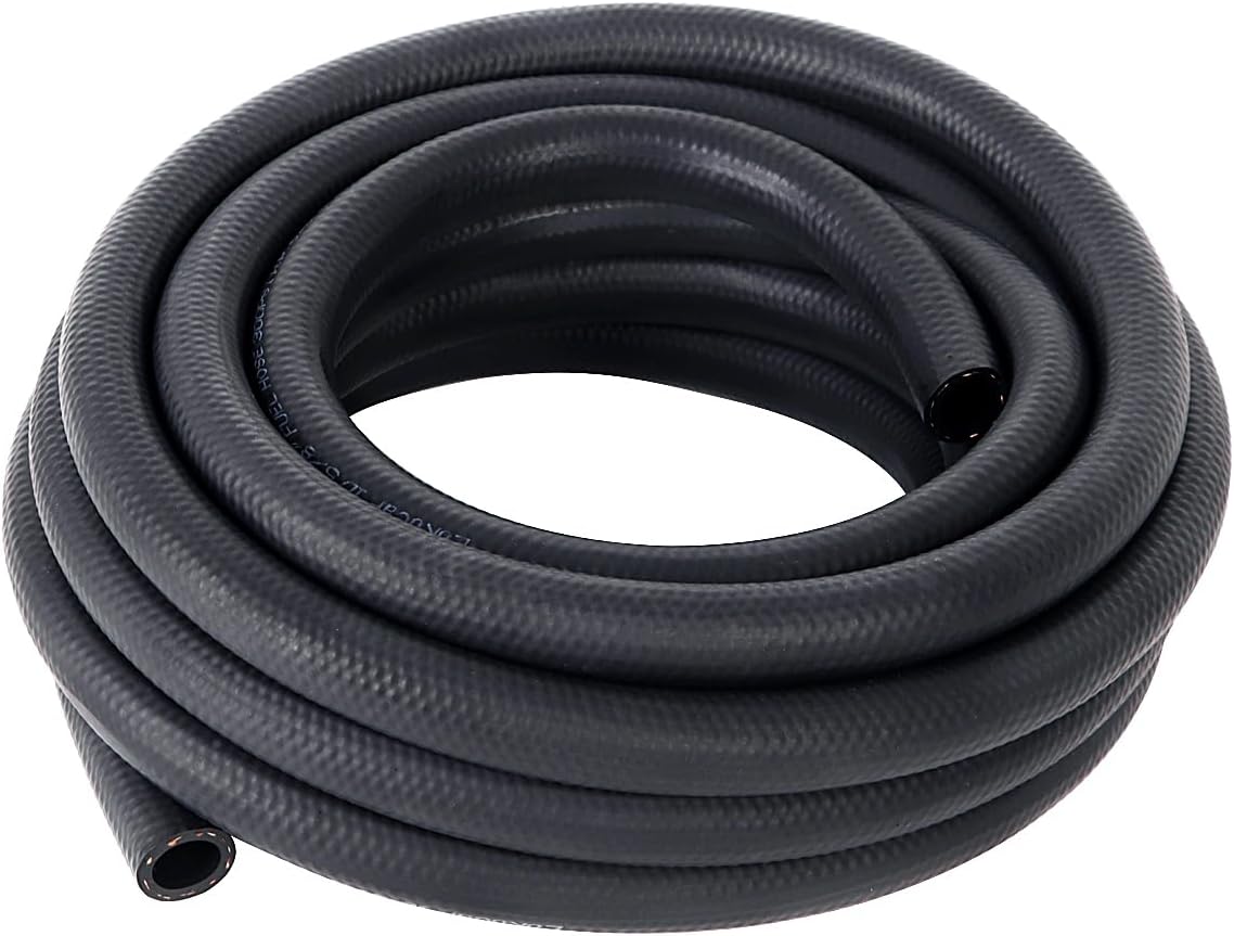LokoCar Rubber Fuel Hose Line Push Lock 3/8" ID SAE 30R7 NBR 25ft 300PSI Black