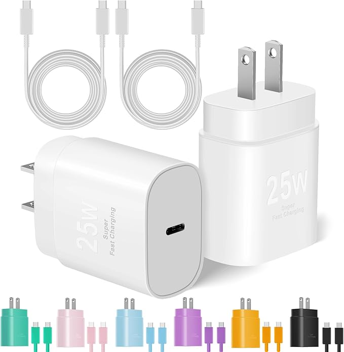 Type C Charger Fast Charging, 2Pack [10FT&6FT] Long USB C Cable with 25W Phone Super Fast Charger Block Compatible with Galaxy S25/S24/Plus/Ultra,iPhone 15/16/17/Air/Plus/Pro Max