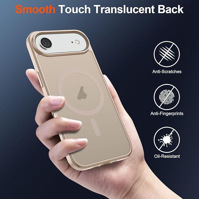 SUPFINE Magnetic for iPhone Air Case (Compatible with MagSafe)(Military Grade Drop Protection) Slim Translucent Matte Shockproof with Anti-Fingerprint Phone Cover for 17 Air,Desert Gold