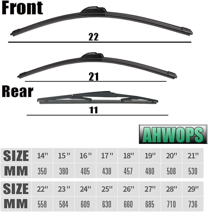 3 Wiper Front and Rear Wiper Blades for Jeep Grand Cherokee 2011-2021/Dodge Durango 2011-2021, OE Original Style (22″/21″ Front/11″ Rear) For My Car