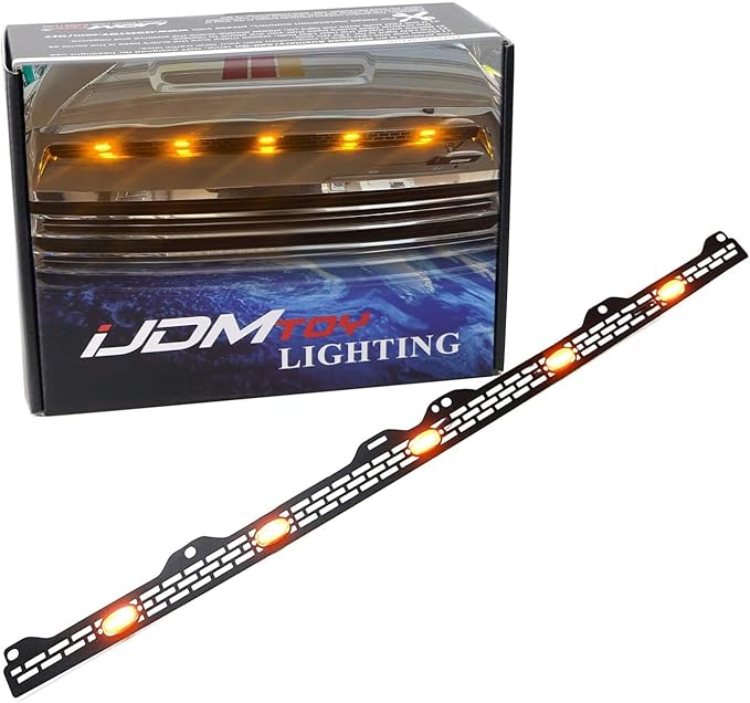 iJDMTOY Clear Lens Amber Yellow Full LED Front Upper Hood Bulge Insert Replacement Lighting Kit Compatible with Toyota 2014-2021 Tundra