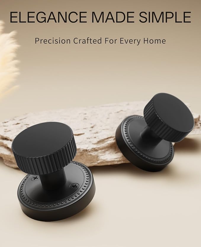 Asidrama 1 Pack Passage Black Door Knob with Lock. Matte Black Door Knobs Interior for Bedroom or Bathroom, Heavy Duty Matte Black Door Handle for Left Right Sided Doors