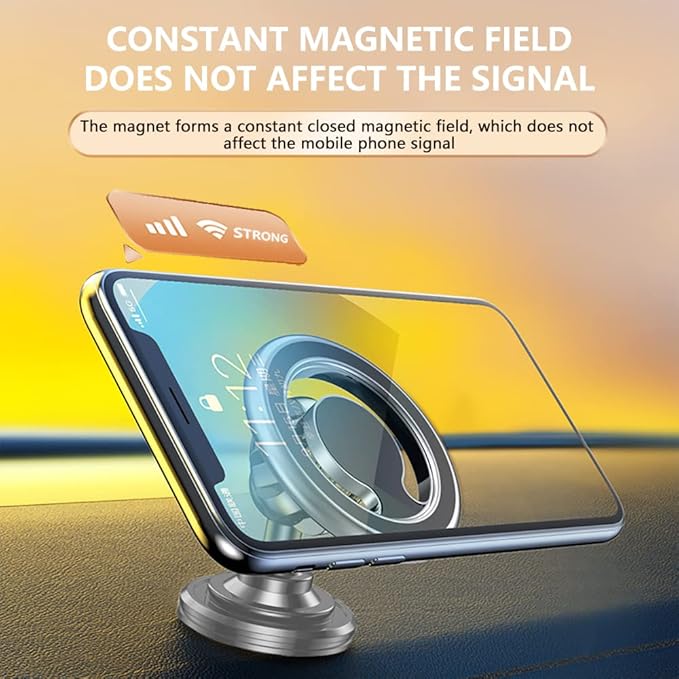 Compatible for MagSafe Car Mount for iPhone,2026 New Upgrade Dashboard 360° Rotation Magnetic Car Mount,Universal Cell Phone Holder for MagSafe iPhone 15/14/13/12 and Above Series (Silver)