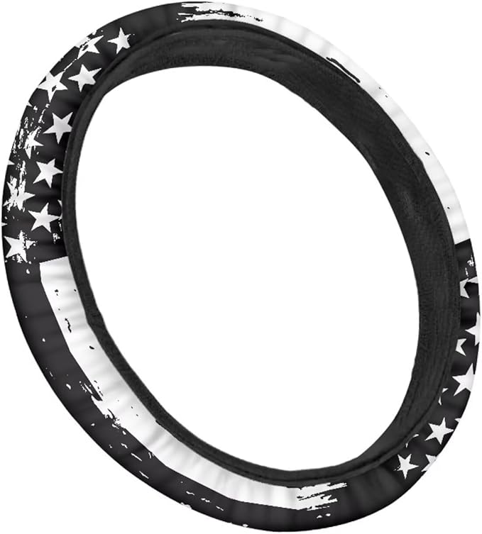 SEANATIVE American Flag Print Universal Steering Wheel Cover, Silicone Steering Wheel Cover, Easy to Disassemble, Non-Slip Soft Steering Wheel Cover
