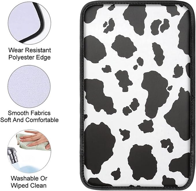 Dreaweet Stylish Cow Print Auto Center Console Pad,Car Armrest Pad Car Armrest Seat Box Cover Protector for Most Vehicle, SUV, Truck, Car