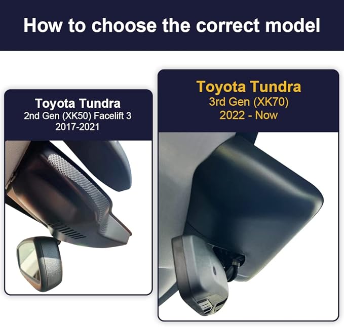 Fitcamx 4K Dash Cam Suitable for Toyota Tundra 2022-2026 Hybrid & Sequoia 2023-2026 (Gen3), OEM Factory Look, 2160P UHD Video, Built-in WiFi & APP, Loop Recording, G-Sensor, Plug & Play, 64GB Card