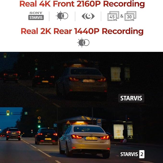 THINKWARE ARC 700 4K Dash Cam Front and Rear, No Memory Card, 4K+2K Dual Camera, Sony STARVIS Sensor, HDR, Super Night Vision 3.0, 5GHz Wi-Fi, GPS, Parking Mode, Speed and Red Light Alerts
