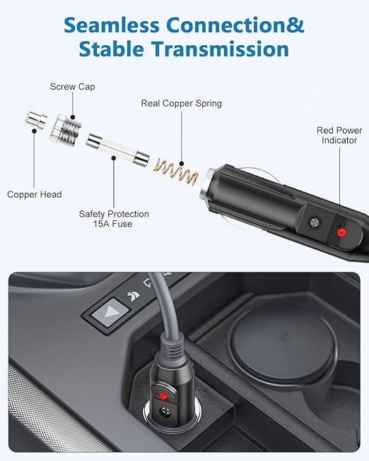 Starlink Mini Cable Car Adapter 12V Car Charger Starlink Mini Accessories Power Supply Cable with Cigarette Lighter 18AWG Waterproof 12V-24V Input for Cars RV Van Boat Yacht Trucks Vehicle