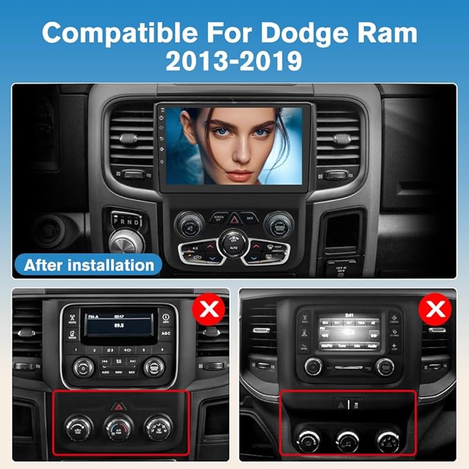 Junsun 5G WiFi Car Stereo for Dodge Ram 1500 2500 3500 2013-2019, Wireless CarPlay/Android Auto,9" HD IPS Display Support Cargo Rearview GPS DSP RDS BT AM/FM Auto AC 2GB+32GB ROM