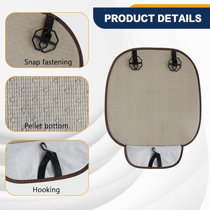 2PCS Car Seat Bottom Cover Pad, Car Seat Mat, Driver Cushion with Comfort Memory Foam & Non-Slip Rubber Bottom, Vehicle Accessories Breathable Seat Protector Mat for Auto Office Home (Coffee)