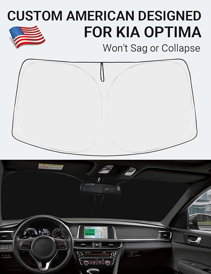 Proadsy 2026 Upgrade Front Windshield Sun Shade Foldable Sunshade Protector Custom Fit Kia Optima 2016-2020 Accessories