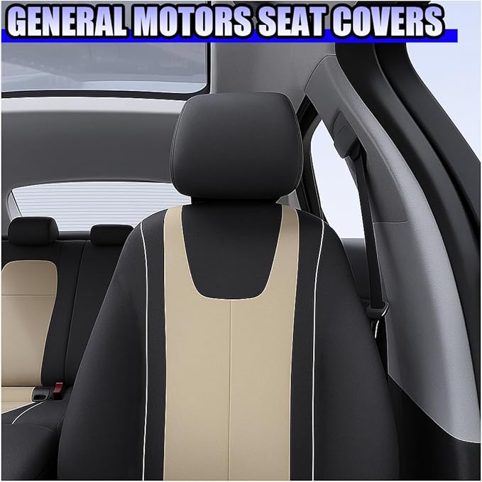 YoRise 2PCS Car Seat Covers, Comfortable Breathable Front Seat Covers, Highly Elastic Automotive Seat Protector Cover Accessories for RV, SUV, Truck, Sedan (Beige)