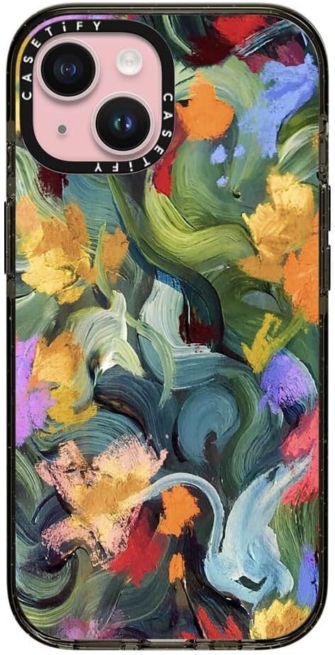CASETiFY Impact Case for iPhone 15 [8.2ft 4X Military Grade Drop Protection/Compatible with Magsafe] - in The Tulips - Clear Black