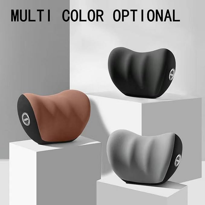 LIQUN Memory Foam Car Neck Pillow, Neck Support Pillow, Neck Support Pad Pain Relief, Adjustable Belt and Breathable Detachable, Suitable for Most Car Pillows Grey