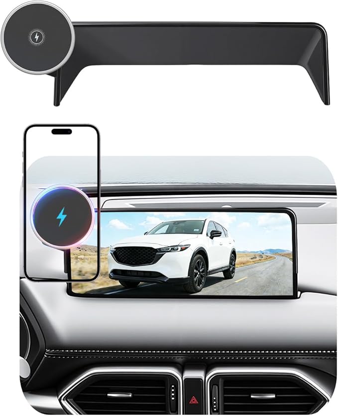 Car Phone Holder for Mazda CX5 (2021-2024 2025,10.25"),MagSafe Car Mount Charger,Magnetic Phone Holder,15W Wireless Charging,Screen Phone Holder,360° & Hands Free,2023 2022 CX-5 Interior Accessories