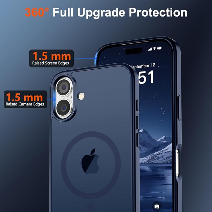 SUPFINE Magnetic for iPhone 17 Case with Screen Protector (Compatible with MagSafe)(Military Grade Drop Protection) Translucent Matte Shockproof with Anti-Fingerprint Phone Cover,Dark Blue
