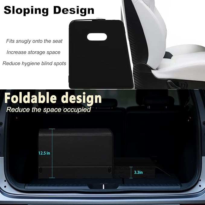 XDV Trunk Organizers, Car Organizers, Storage Solutions, and Car Storage Organizers for SUVs, Sedans, Back Seats, and Luxury Vehicles with Lid, Leather, Small, Large Car shoes box (Plain Black, L)