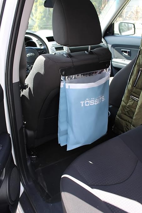 Tossits Recycled Disposable Car Trash Bags – Leakproof, Smell Proof Hanging Garbage Bags for Car, Truck, SUV, RV & Vehicle – Blue, 21 Count Disposable Automotive Trash Bags