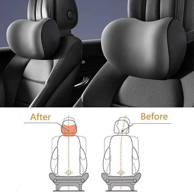 Car Lumbar Support Pillow Neck Pillow Set for Tesla Model 3 2017 2018 2019 2020 2021 2022 2023,Softness Cushion Neck Back Pain Relief Seat Accessories,Pink