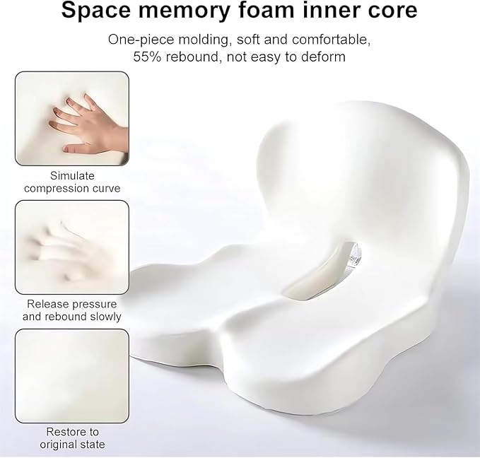L-Shaped Memory Foam Seat Cushion with Lumbar Support-Ergonomic Car & Office Chair Cushion for Sciatica, Coccyx & Back Pain Relief Supports Hips & Back for Drivers & Long Sitting (Blue)