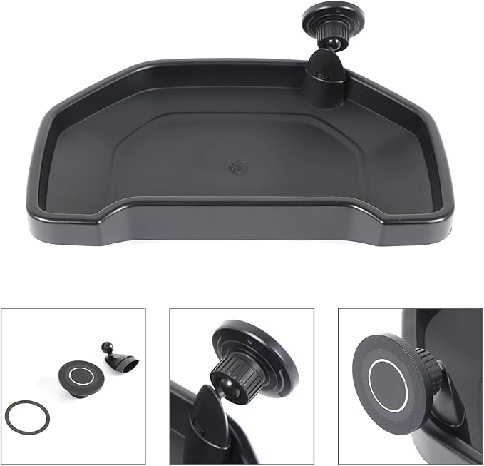 LLKUANG Black ABS Car Center Console Dash Table Storage Tray Fit for Toyota Tundra 2014-2021 Instrument Organizer Phone Holder Cradle Accessories (with Mobile Phone Holder(C))