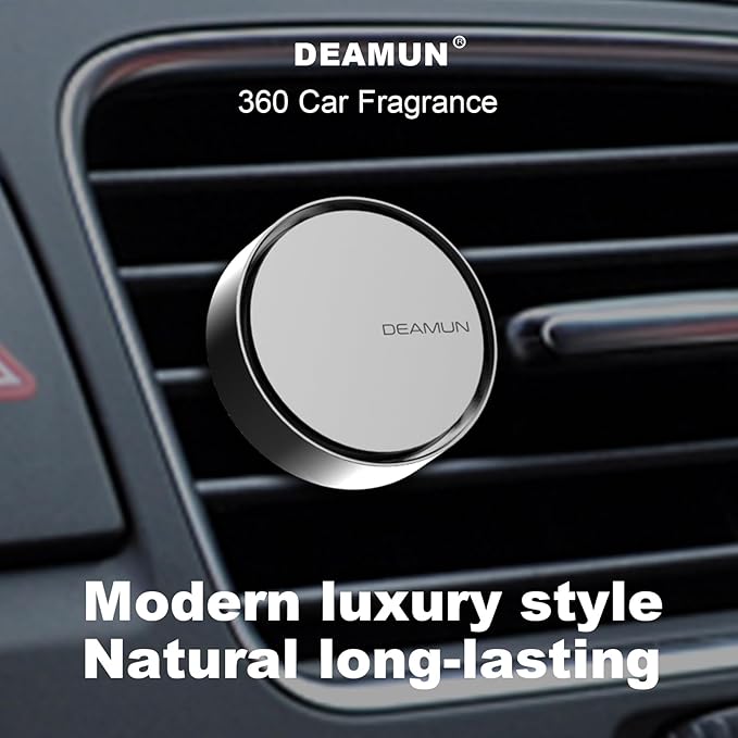 Car Air Freshener DEAMUN Aroma 360 Metal Premium Diffuser Vent Clips,Design Perfume Fragrance Long Lasting Fresh Scent,Decoration Accessories Gifts For Women Men with 4 Refills