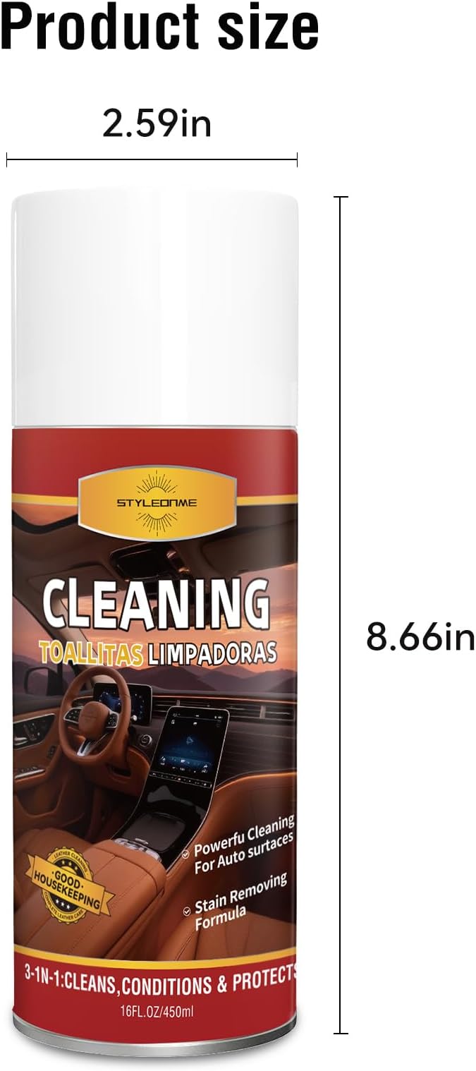 Dashboard Polish Wax, Premium Leather Cleaner & Conditioner 2 in 1 - Safe for Car Seats, Shoes, Jackets | Deep Cleaning & Moisturizing, Removes Stains/Dirt Without Damaging Leather, 30 oz(Pack of 2)