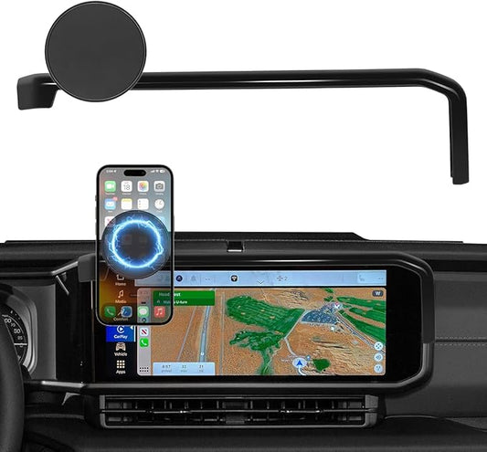 Car Phone Holder Fit for Jeep Wrangler 2024 2025/Gladiator JT 2024 2025 Auto Accessories Fit 12.3-Inch Touch Screen, Phone Mount Compatible with MagSafe Automobile Cradles Hands-Free 360° Rotation
