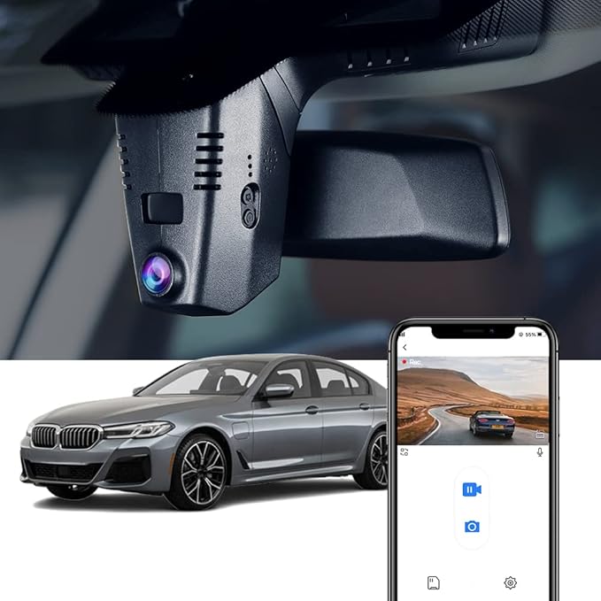 Fitcamx 4K Dash Cam Adapts for BMW 5 7 Series 2018-2023 530i 540i 530e M550i 740i 750i M760i 745e Xdrive (G30/G11), OEM Look, 2160P UHD Video, WiFi & APP, Loop Recording G-Sensor, Plug&Play, 64GB Card
