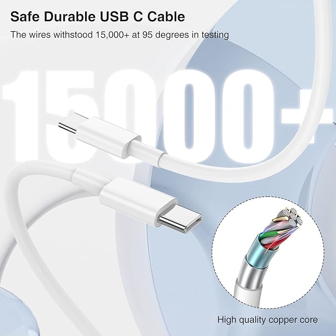 iPhone 17 16 15 Fast Charger 10ft, USB C Charging Block and Long Type C to C Cable Cord, iPad Wall Plug Power Adapter Cube Brick for Apple iPhone 17 Pro Max/17 Air/16 e/16 Pro/15 Plus/15 Mini/Samsung