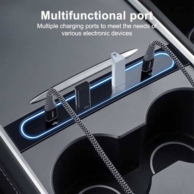 Car USB Hub,Multi-Functional USB Expander with LED Light for Car Vehicle Center Console