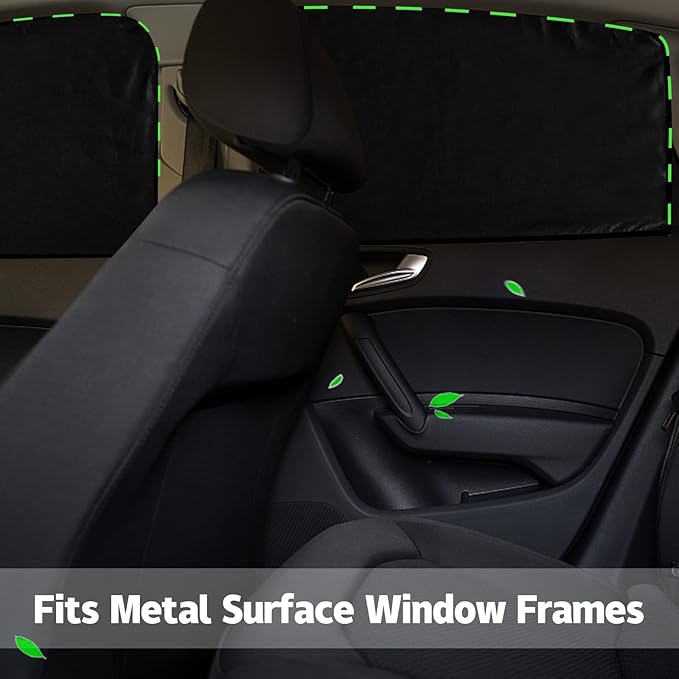 ZATOOTO 4 Pcs Car Window Cutains - Black Silk Magnetic Privacy Side Front Rear Protection Covers - Sun Shades Keeps Cooler for Kids Sleeping