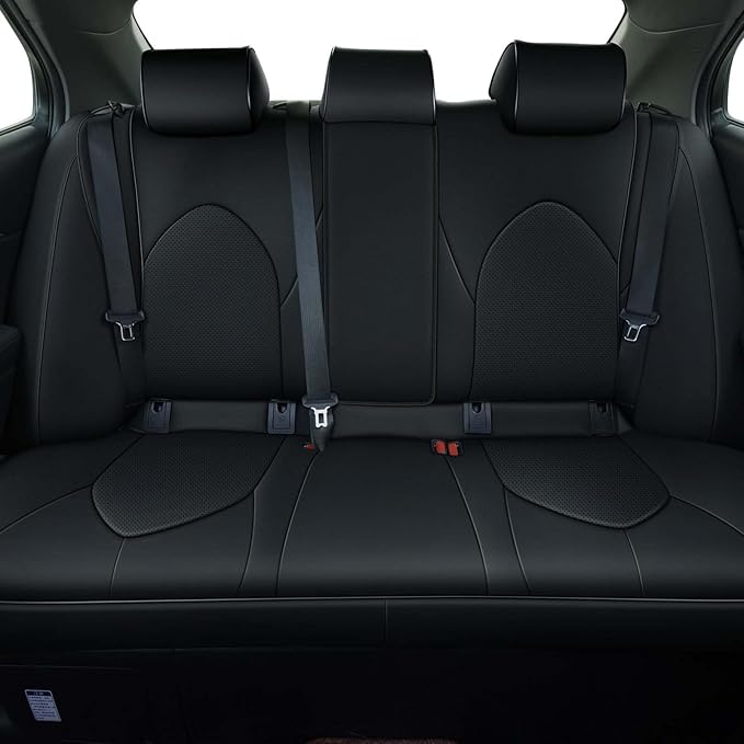 AOMSAZTO Custom Fit Seat Covers for Toyota Camry 2020 2021 2022 2023 2024 (SE,LE,SE Nightshade) Faux Leather Camry Seat Protector Full Set Black