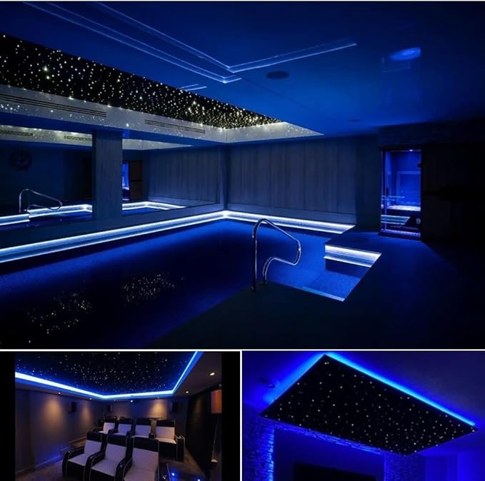 AMKI High Brightness Dual Color 32W Twinkle 2300pcs 0.03in 16.4ft Fiber Optic Starlight Headliner Kits RGBW Sound Activated APP/Remote Control Light Box for Movie Theater Home Ceiling Decor