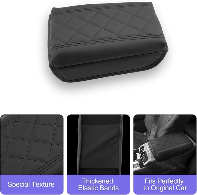 LUWU 2025 2026 Santa Cruz Center Console Cover Compatible with 2022 2023 2024 2025 2026 Santa Cruz Accessories Armrest Cover Center Console Pad Armrest Console Cover (Thick Black)