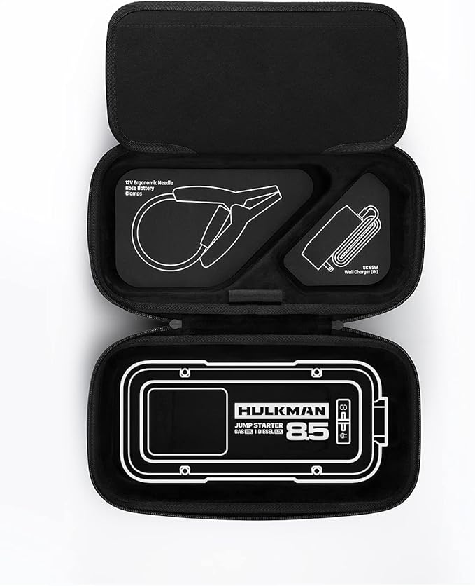 Hulkman Alpha Bag Jump Starter Case, Hard EVA Protective Carrying Bag Compatible with Alpha 85/85S/Pro Series Jump Starters, Shockproof Water-Resistant Storage Organizer for Booster Cables