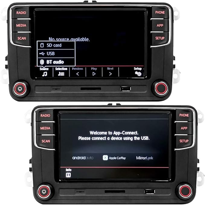 SCUMAXCON 6.5" Car Stereo RCD360 PROII RCD330 Carplay Android Auto Bluetooth USB SD RVC FM for VW Golf MK5 MK6 Passat Jetta CC EOS (Backup Camera Actived)