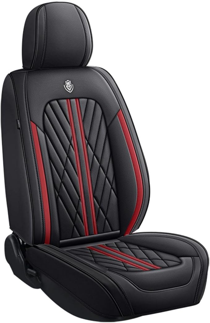 Premium Nappa Leatherette Car Seat Cover Set Custom Fit for Honda CR-V CRV 2000-2023 2024 2025 2026 Water-Proof Breathable Faux Leather Seat Cushion Protectors (Full Set 5 Seats,Red Line)