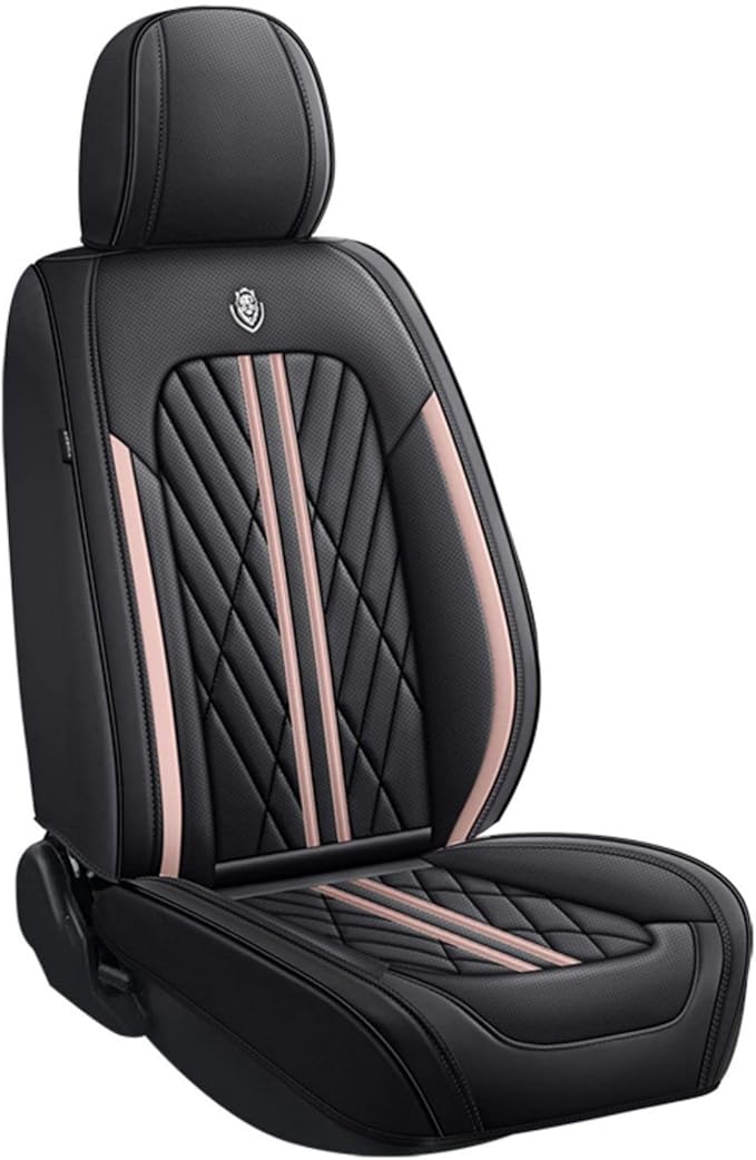 Premium Nappa Leatherette Car Seat Cover Set Custom Fit for Honda CR-V CRV 2000-2023 2024 2025 2026 Water-Proof Breathable Faux Leather Seat Cushion Protectors (Front 2 Seats,Pink Line)