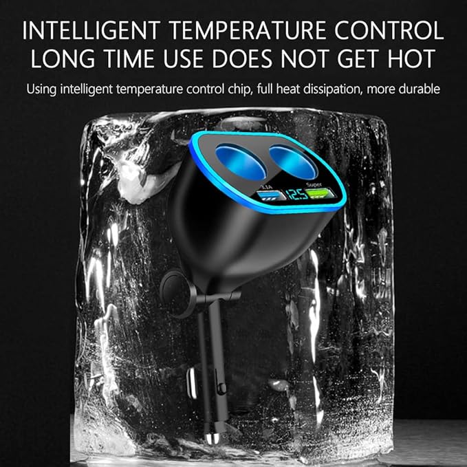 4 in 1 Cigarette Lighter Splitter Dual Cigarette Light Port Car Charger,66W High Power Fast Charging Car Phone Charger Compatible with iPhone 14/13/12/11 Pro Max,Galaxy S23/22/21,iPad,GPS