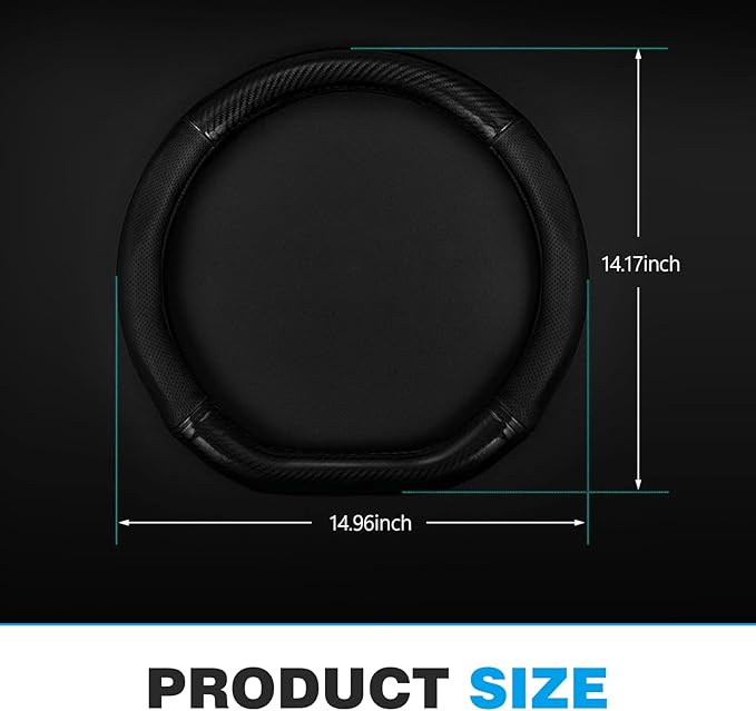 D-shaped Steering Wheel Cover, Carbon Fiber Pattern Anti-slip Wear-resistant Sweat-absorbent Microfiber Leather Steering Wheel Protector, Four Seasons Universal Accessory (Black)