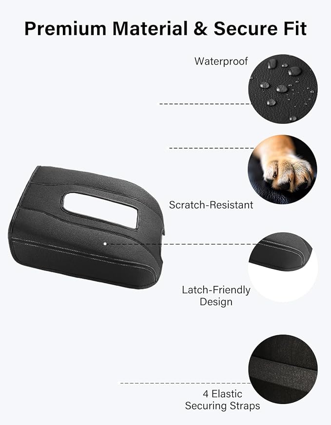 Center Console Armrest Cover for Chevy Chevrolet Silverado 1500/GMC Sierra 2019-2026, Yukon/Tahoe/Suburban 2021-2026, PU Leather Middle Console Lid Protector Cushion Thick Pad Black-Gray(Bucket Seat)
