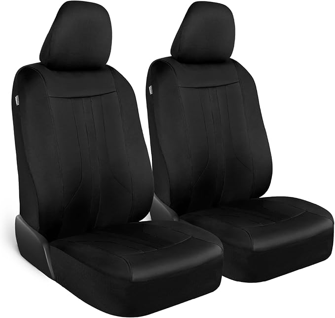 Motor Trend Black Cloth Car Seat Covers for Front Seats – Premium Automotive Bucket Seat Covers, Made for Vehicles with Removable Headrests, Interior Covers for Car Truck Van SUV