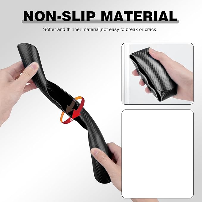 3 PCS Carbon Fiber Steering Wheel Cover, Anti-Slip Wrap Snap on Car Steering Wheel Protector, Segmented & Butterfly Design, Universal for Most Cars, SUVs, Trucks (Black)